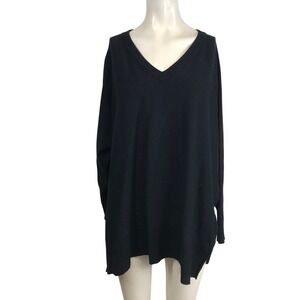 FIRST LOVE BY LOVELYN Black V Neck Long Sleeve Sweater Tunic Top Plus Size 2X